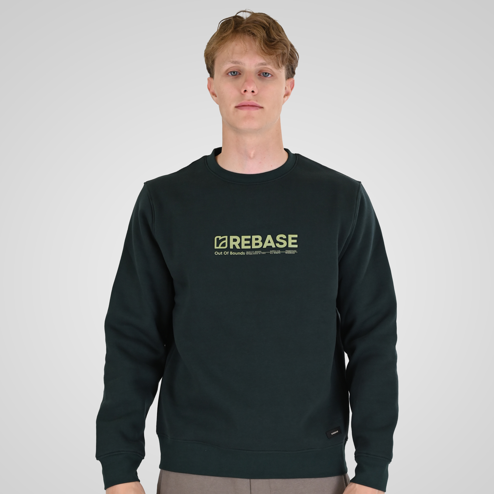 262RTOP-1116 CREWNECK TOP WITH TWO COLORED LAYER HIGH DENSITY PRINT (BRUSHED FLEECE) FOREST GREEN - Image 1