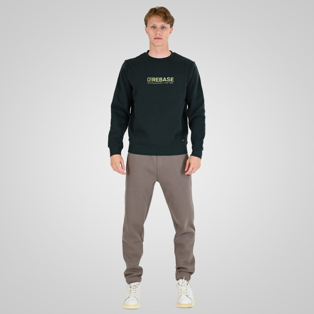 262RTOP-1116 CREWNECK TOP WITH TWO COLORED LAYER HIGH DENSITY PRINT (BRUSHED FLEECE) FOREST GREEN