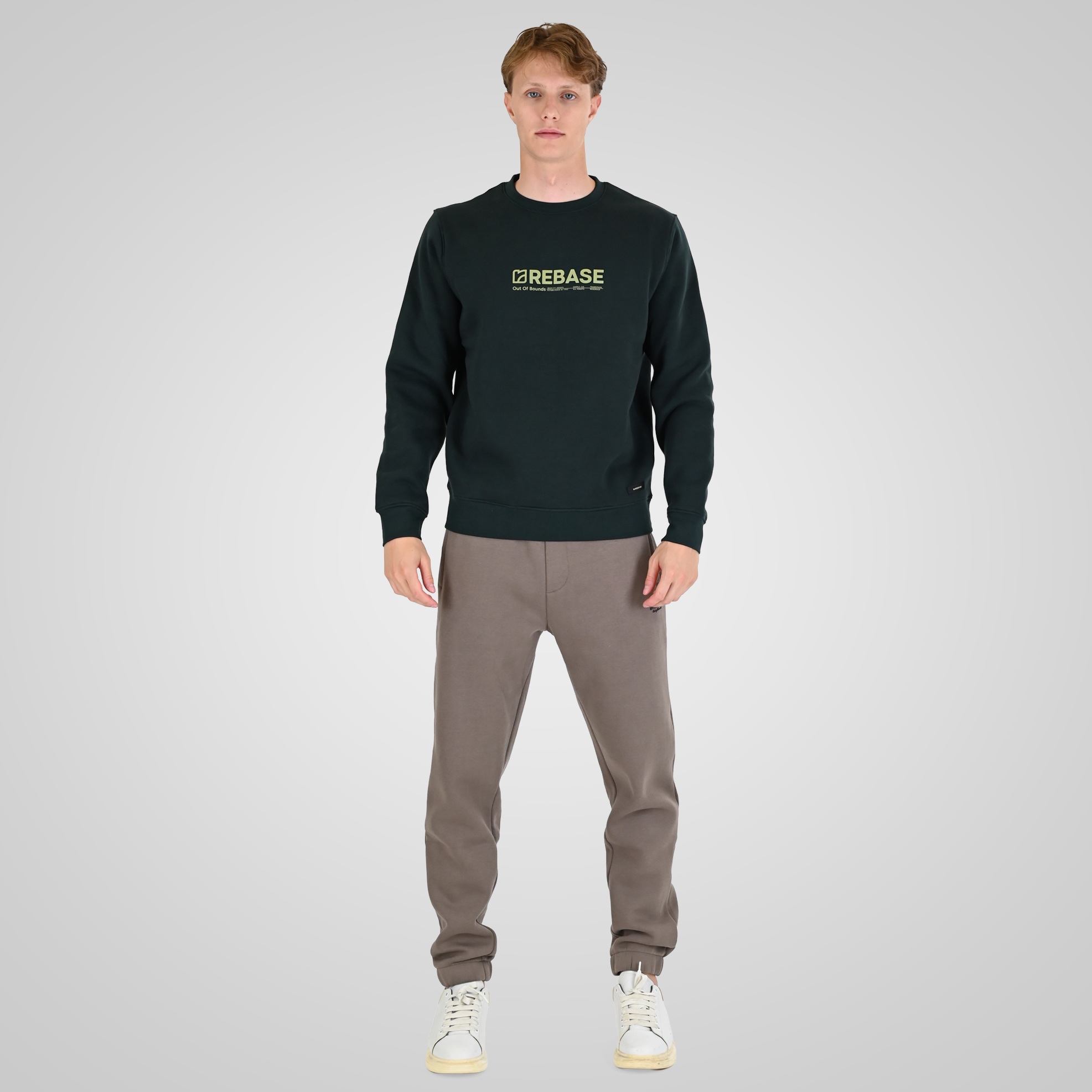 262RTOP-1116 CREWNECK TOP WITH TWO COLORED LAYER HIGH DENSITY PRINT (BRUSHED FLEECE) FOREST GREEN - Image 2