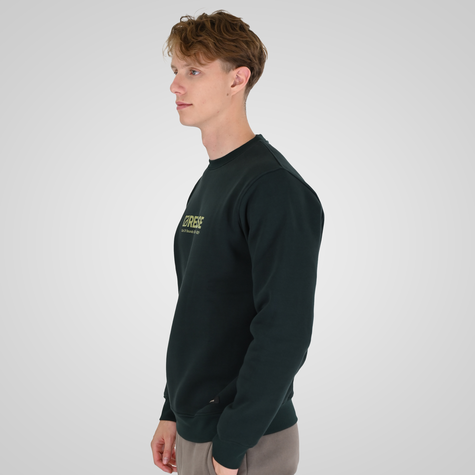 262RTOP-1116 CREWNECK TOP WITH TWO COLORED LAYER HIGH DENSITY PRINT (BRUSHED FLEECE) FOREST GREEN - Image 3