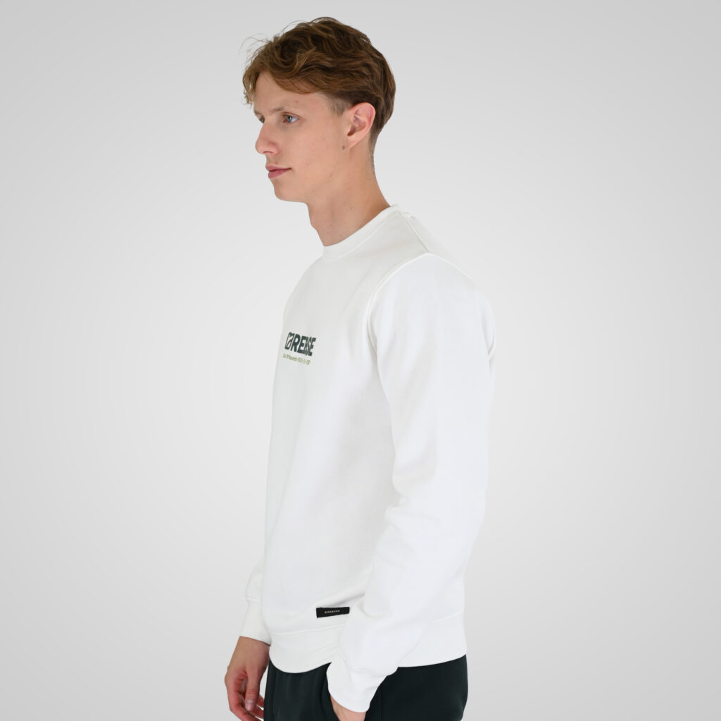 262RTOP-1116 CREWNECK TOP WITH TWO COLORED LAYER HIGH DENSITY PRINT (BRUSHED FLEECE) OFF WHITE