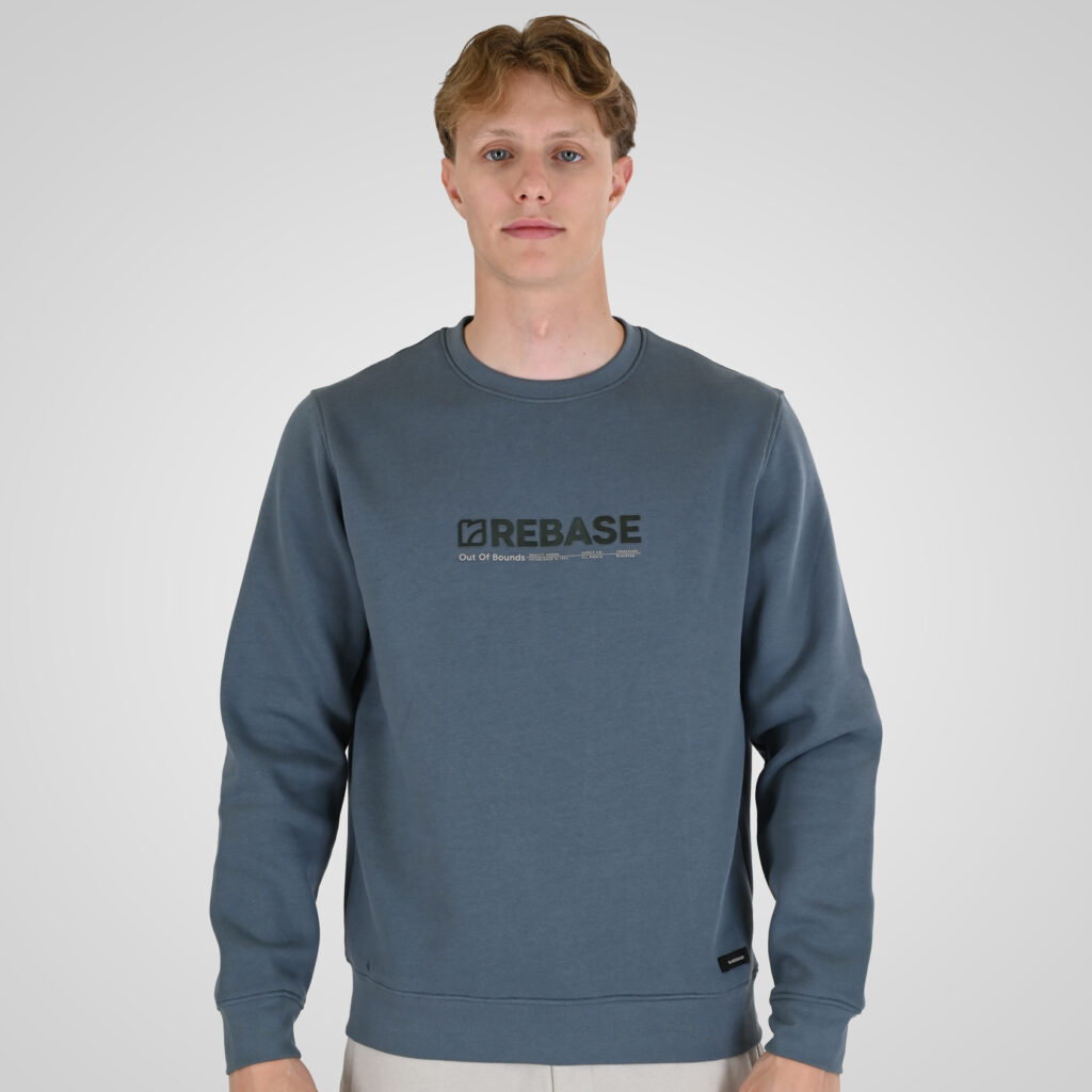262RTOP-1116 CREWNECK TOP WITH TWO COLORED LAYER HIGH DENSITY PRINT (BRUSHED FLEECE) STONE BLUE