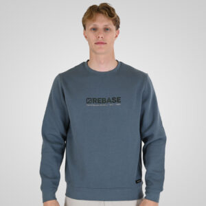 262RTOP-1116 CREWNECK TOP WITH TWO COLORED LAYER HIGH DENSITY PRINT (BRUSHED FLEECE) STONE BLUE