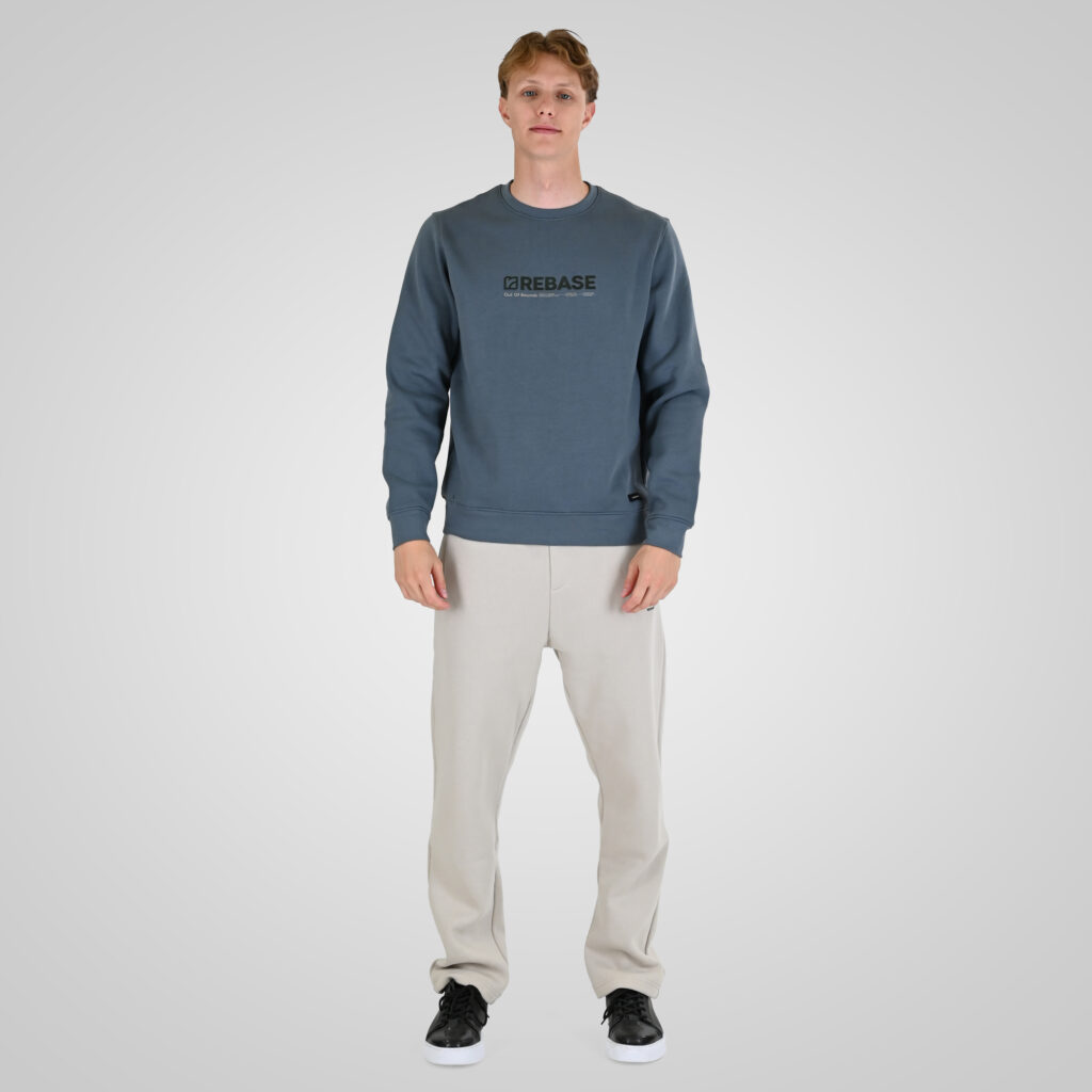 262RTOP-1116 CREWNECK TOP WITH TWO COLORED LAYER HIGH DENSITY PRINT (BRUSHED FLEECE) STONE BLUE