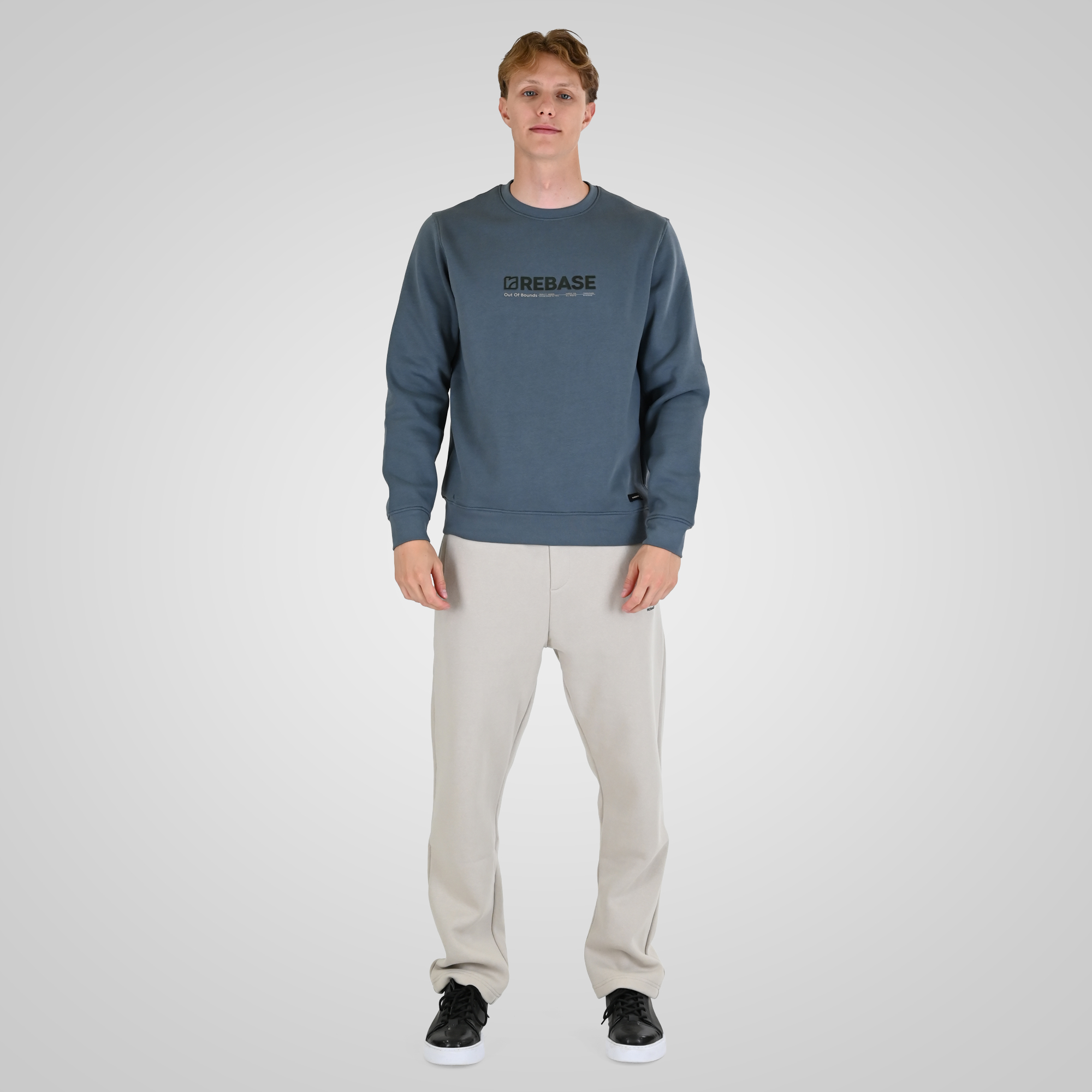 262RTOP-1116 CREWNECK TOP WITH TWO COLORED LAYER HIGH DENSITY PRINT (BRUSHED FLEECE) STONE BLUE - Image 2
