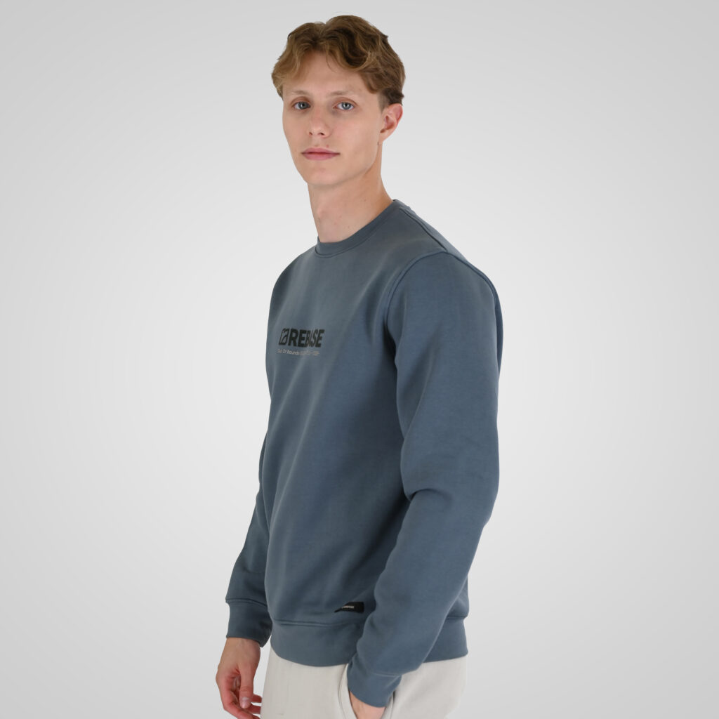 262RTOP-1116 CREWNECK TOP WITH TWO COLORED LAYER HIGH DENSITY PRINT (BRUSHED FLEECE) STONE BLUE