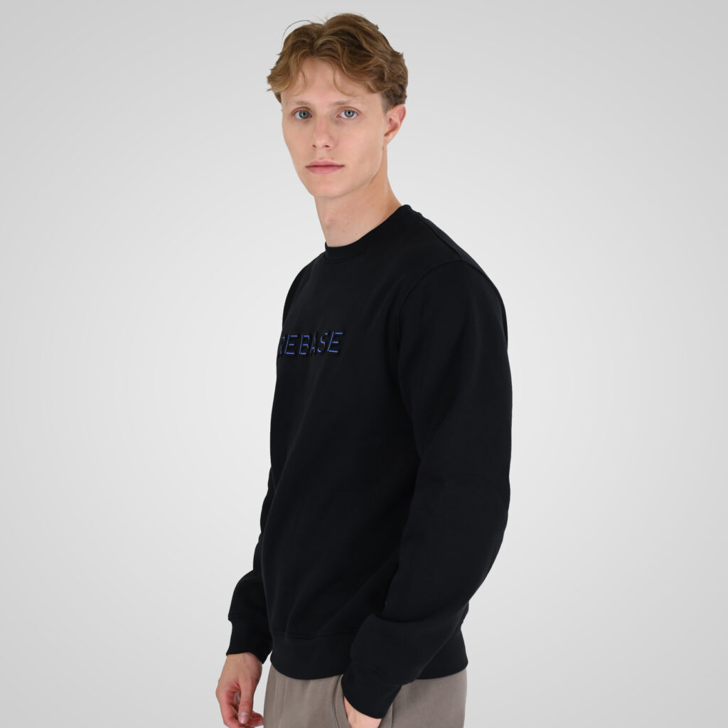 262RTOP-1117 CREWNECK TOP WITH EMBOSSED PRINT (BRUSHED FLEECE) BLACK