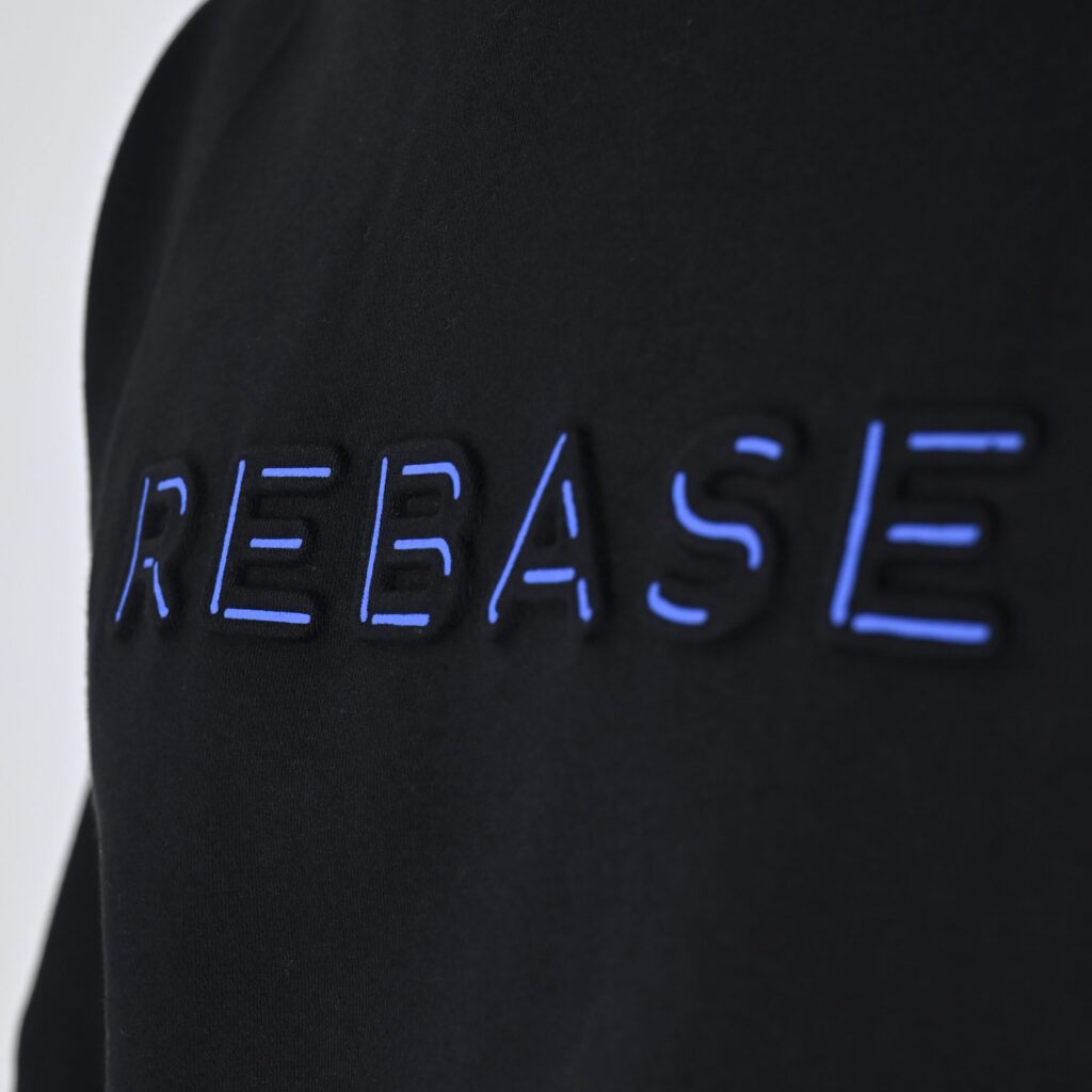 262RTOP-1117 CREWNECK TOP WITH EMBOSSED PRINT (BRUSHED FLEECE) BLACK