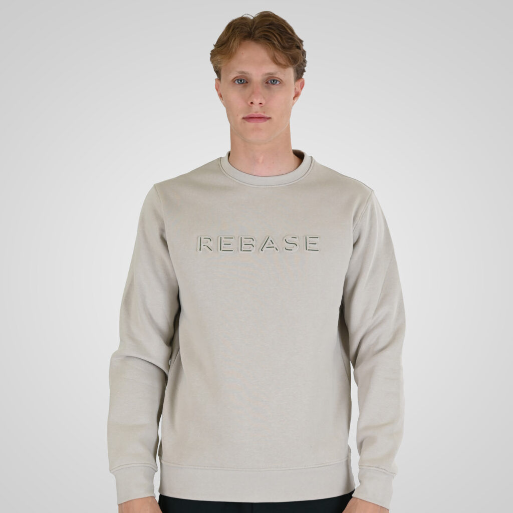 262RTOP-1117 CREWNECK TOP WITH EMBOSSED PRINT (BRUSHED FLEECE) ICE