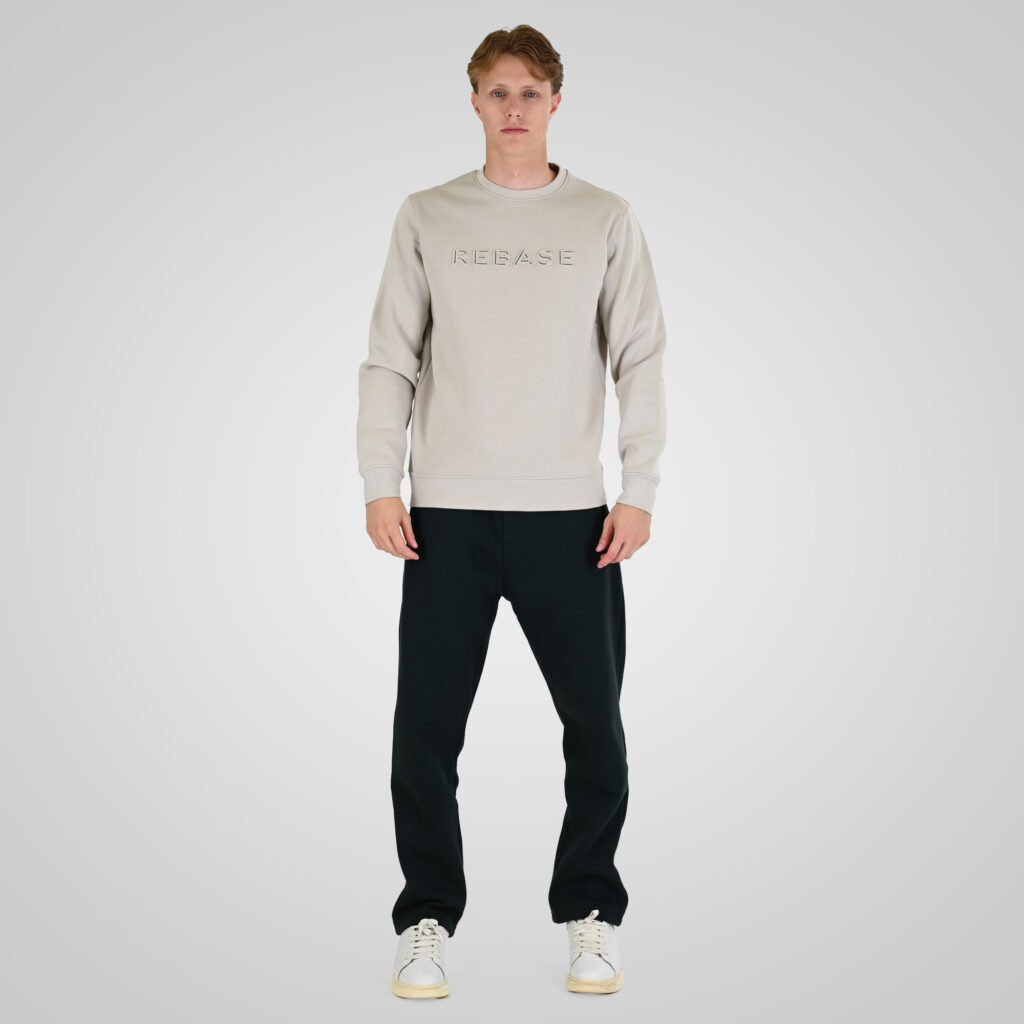 262RTOP-1117 CREWNECK TOP WITH EMBOSSED PRINT (BRUSHED FLEECE) ICE