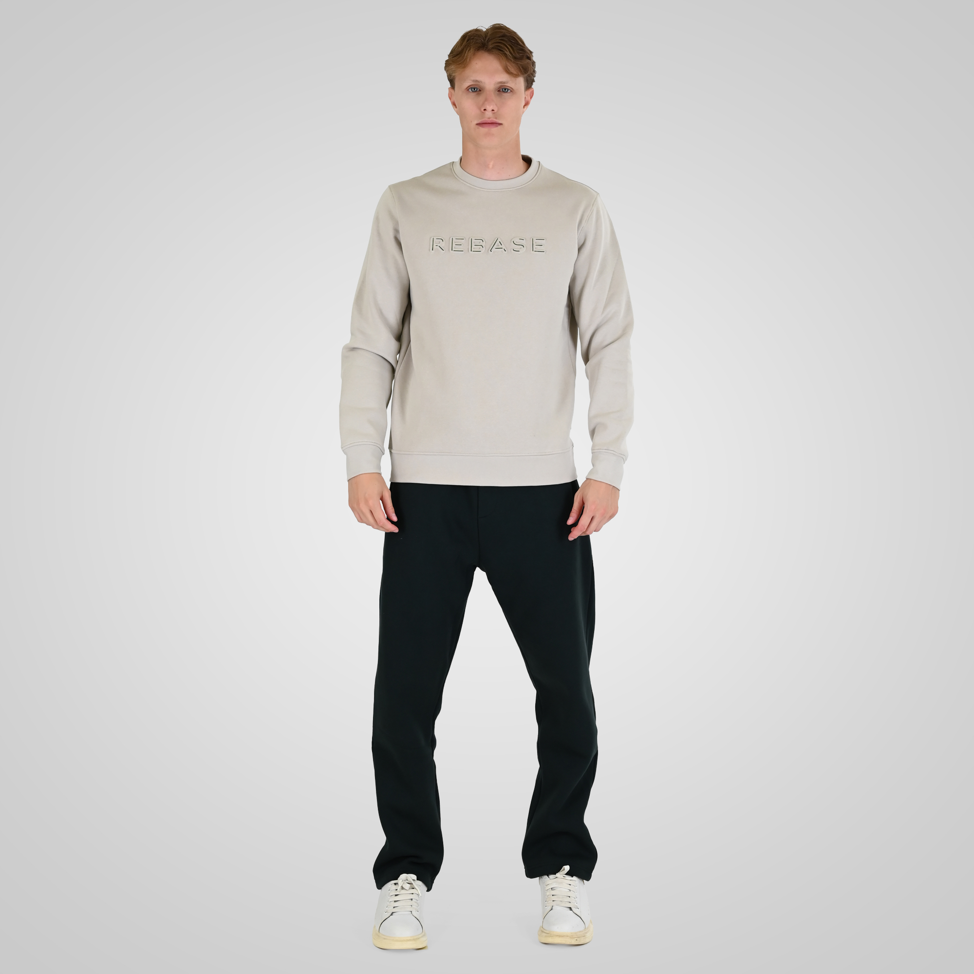 262RTOP-1117 CREWNECK TOP WITH EMBOSSED PRINT (BRUSHED FLEECE) ICE - Image 2