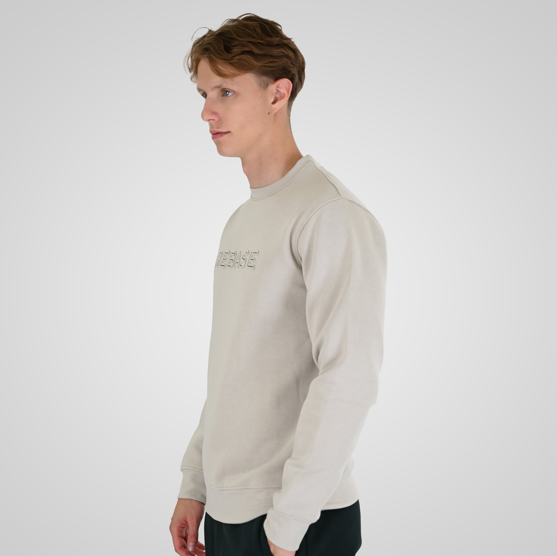 262RTOP-1117 CREWNECK TOP WITH EMBOSSED PRINT (BRUSHED FLEECE) ICE - Image 3
