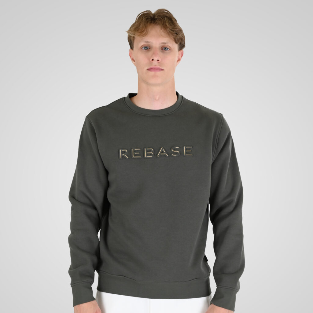 262RTOP-1117 CREWNECK TOP WITH EMBOSSED PRINT (BRUSHED FLEECE) KHAKI