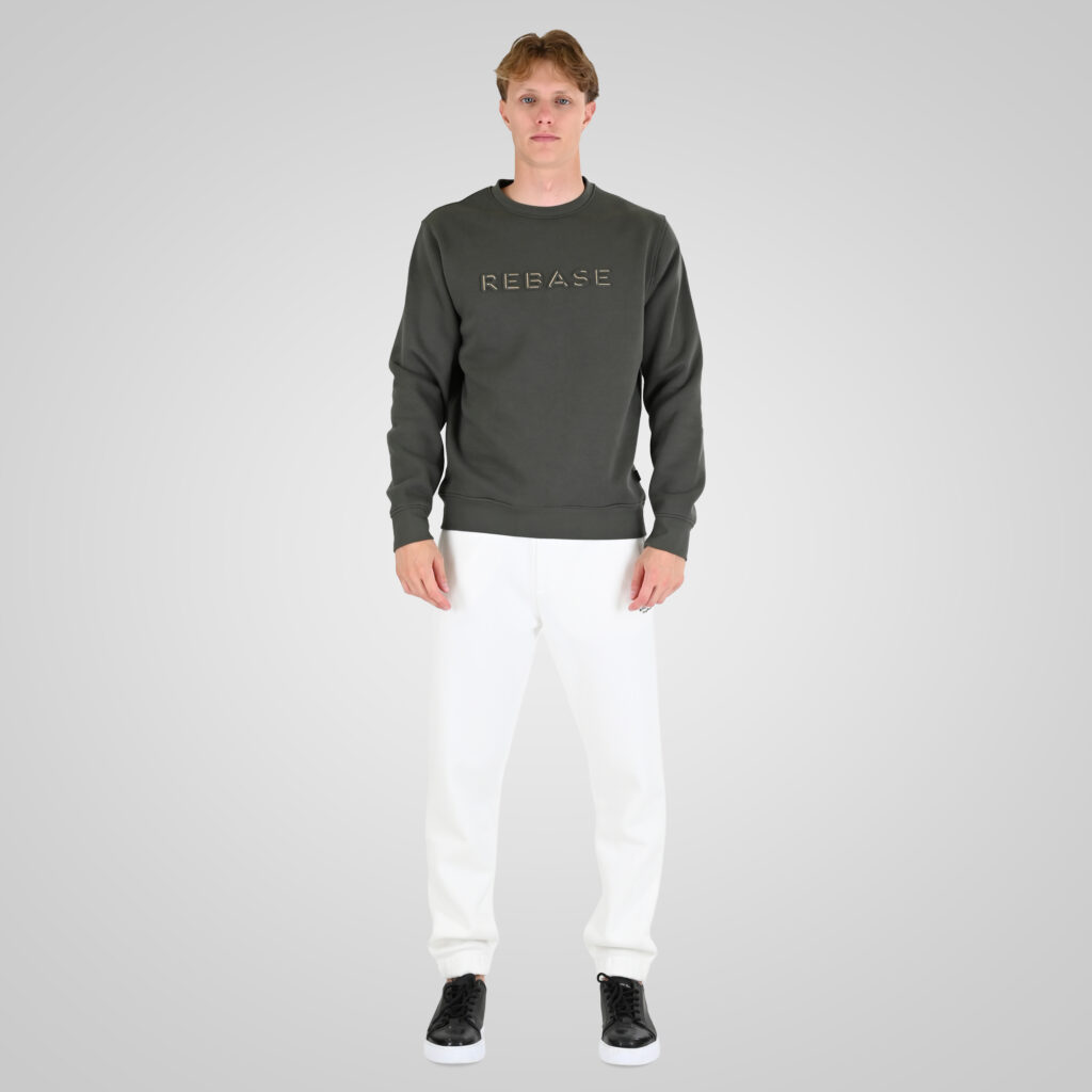 262RTOP-1117 CREWNECK TOP WITH EMBOSSED PRINT (BRUSHED FLEECE) KHAKI