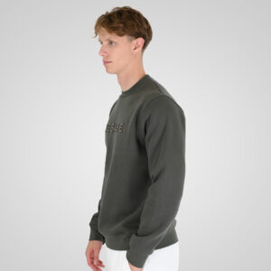 262RTOP-1117 CREWNECK TOP WITH EMBOSSED PRINT (BRUSHED FLEECE) KHAKI - Image 3