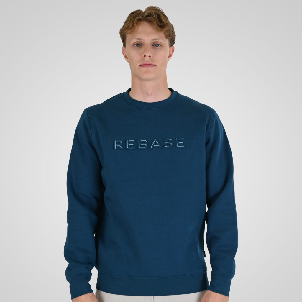 262RTOP-1117 CREWNECK TOP WITH EMBOSSED PRINT (BRUSHED FLEECE) PACIFIC BLUE