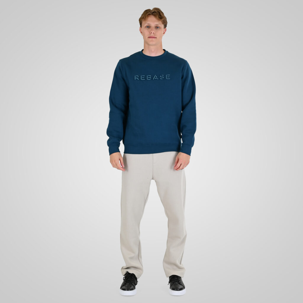 262RTOP-1117 CREWNECK TOP WITH EMBOSSED PRINT (BRUSHED FLEECE) PACIFIC BLUE