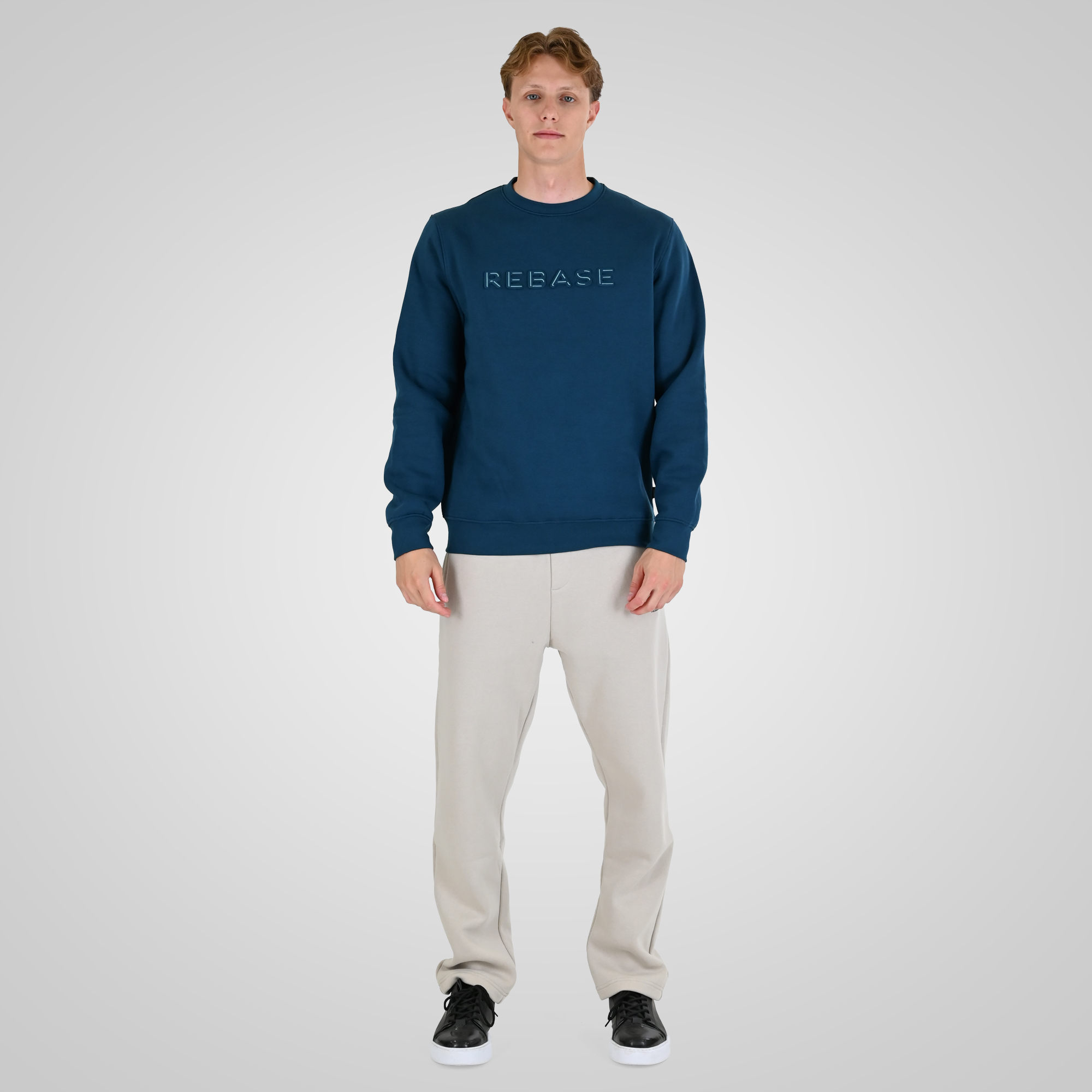 262RTOP-1117 CREWNECK TOP WITH EMBOSSED PRINT (BRUSHED FLEECE) PACIFIC BLUE - Image 2