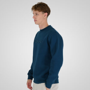 262RTOP-1117 CREWNECK TOP WITH EMBOSSED PRINT (BRUSHED FLEECE) PACIFIC BLUE - Image 3