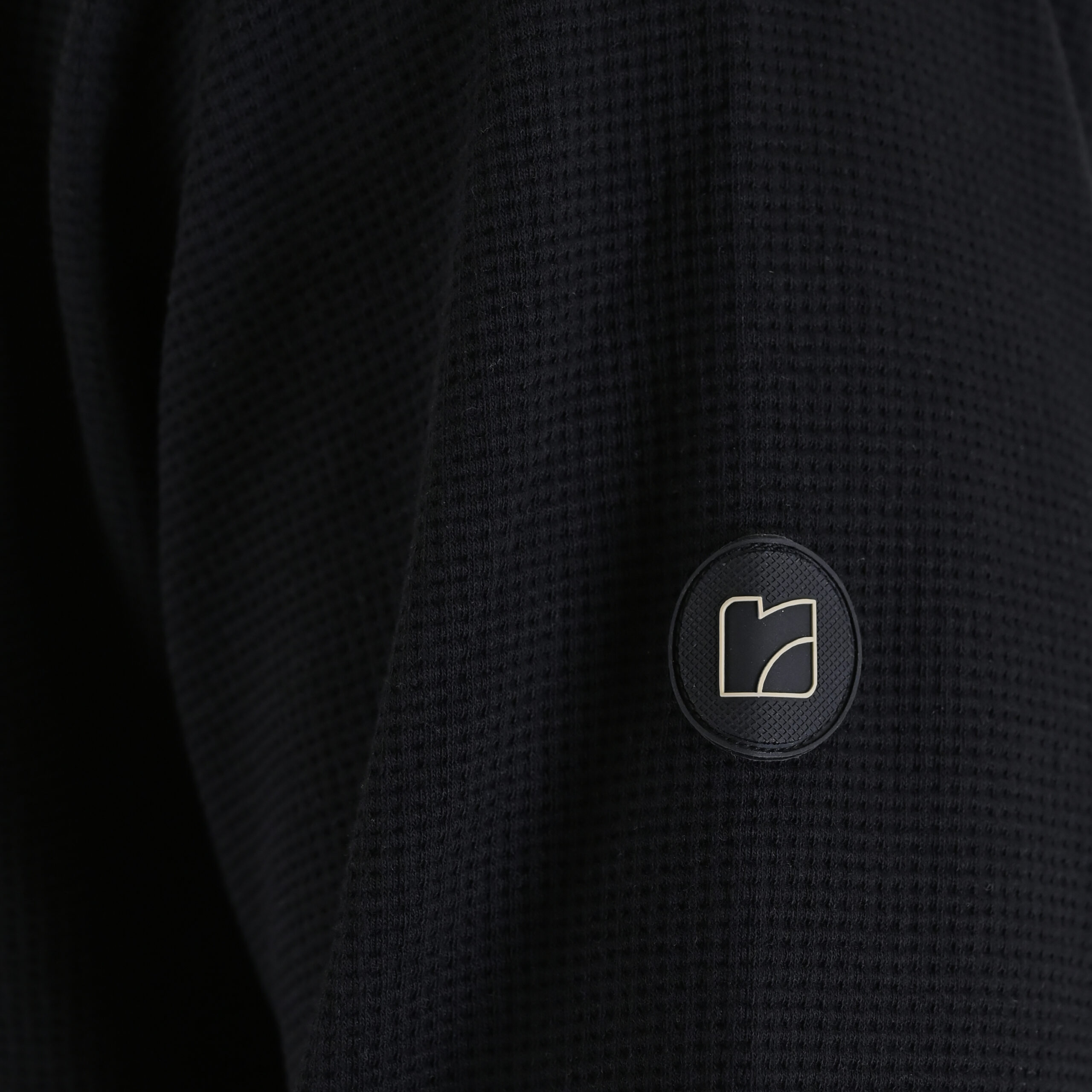 262RTOP-1121 CREWNECK TOP IN SPECIAL FABRIC (WAFFLE) BLACK - Image 5
