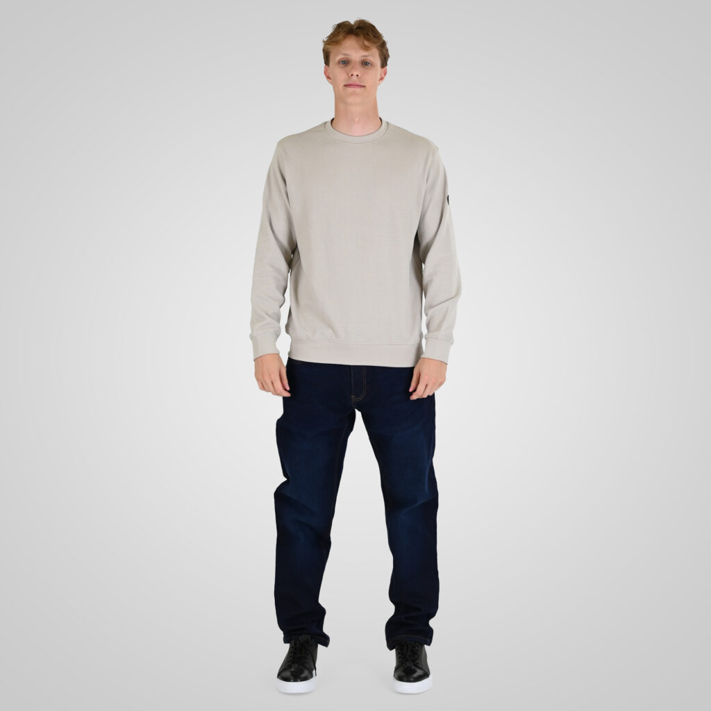 262RTOP-1121 CREWNECK TOP IN SPECIAL FABRIC (WAFFLE) ICE GREY