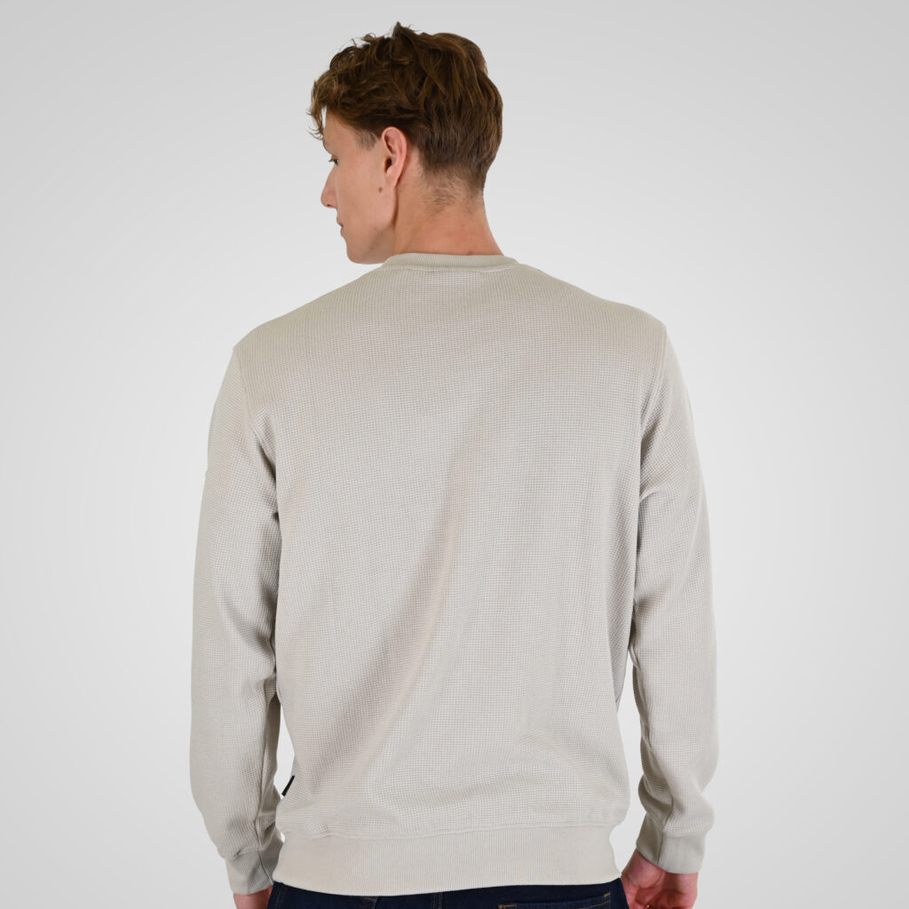 262RTOP-1121 CREWNECK TOP IN SPECIAL FABRIC (WAFFLE) ICE GREY