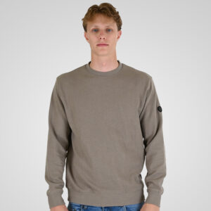 262RTOP-1121 CREWNECK TOP IN SPECIAL FABRIC (WAFFLE) LT TAUPE