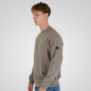 262RTOP-1121 CREWNECK TOP IN SPECIAL FABRIC (WAFFLE) LT TAUPE - Image 3