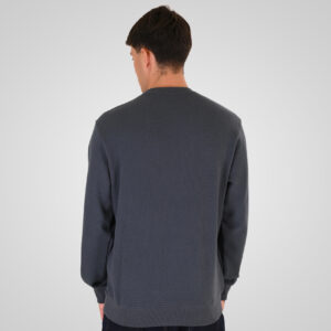 262RTOP-1121 CREWNECK TOP IN SPECIAL FABRIC (WAFFLE) STEEL BLUE - Image 4