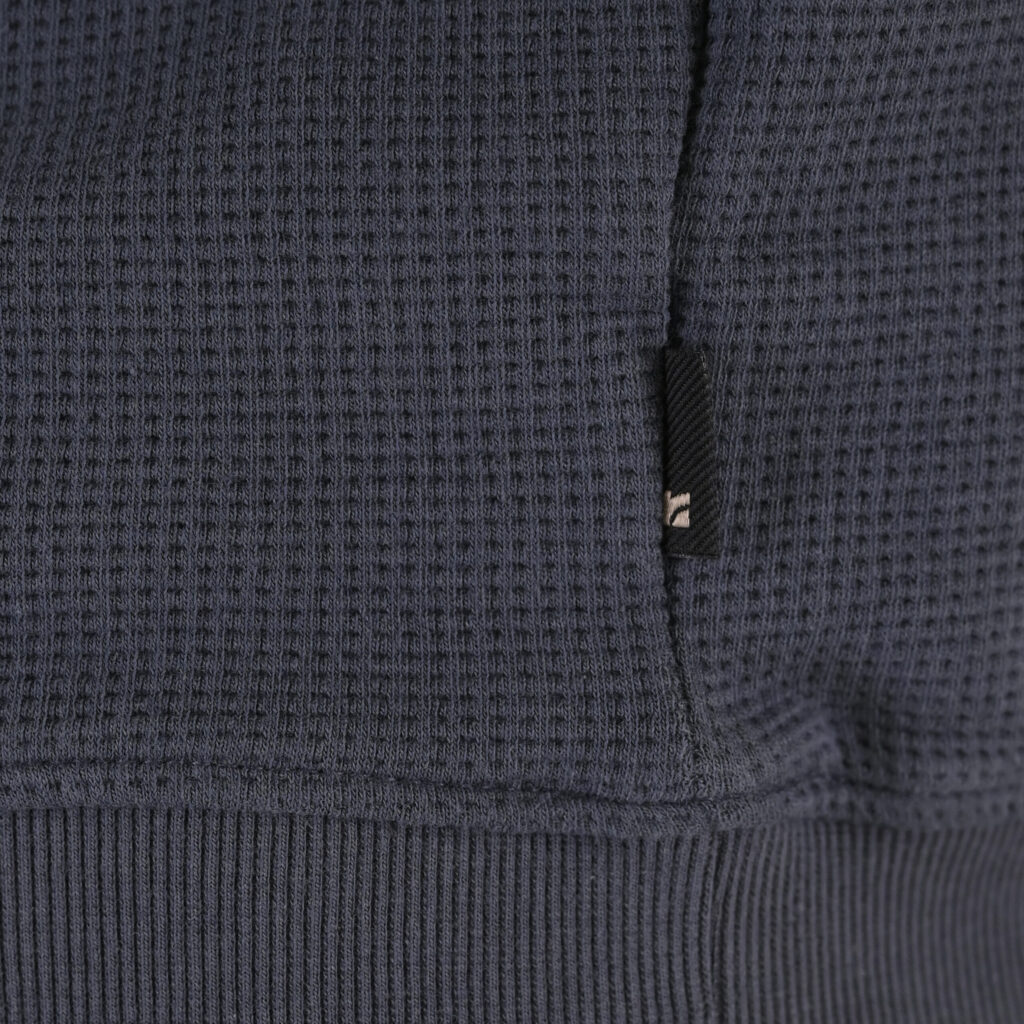 262RTOP-1121 CREWNECK TOP IN SPECIAL FABRIC (WAFFLE) STEEL BLUE