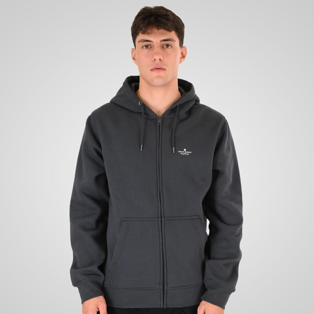 262RTOP-1122 HOODIE FULL-ZIP WITH HIGH DENSITY PRINT (BRUSHED FLEECE) ANTHRACITE