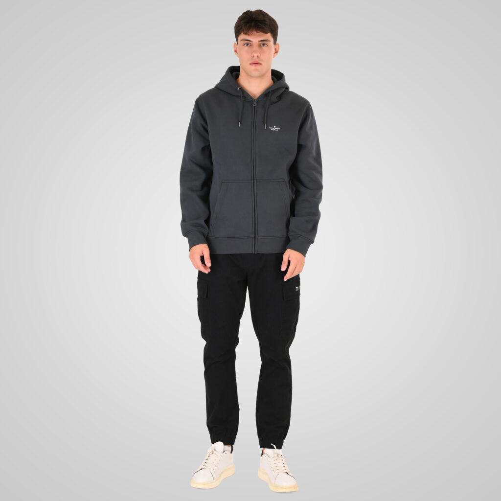 262RTOP-1122 HOODIE FULL-ZIP WITH HIGH DENSITY PRINT (BRUSHED FLEECE) ANTHRACITE