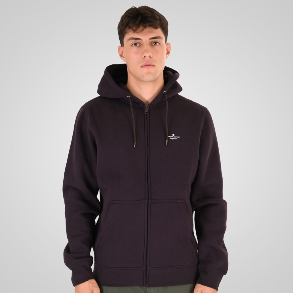 262RTOP-1122 HOODIE FULL-ZIP WITH HIGH DENSITY PRINT (BRUSHED FLEECE) AUBERGINE