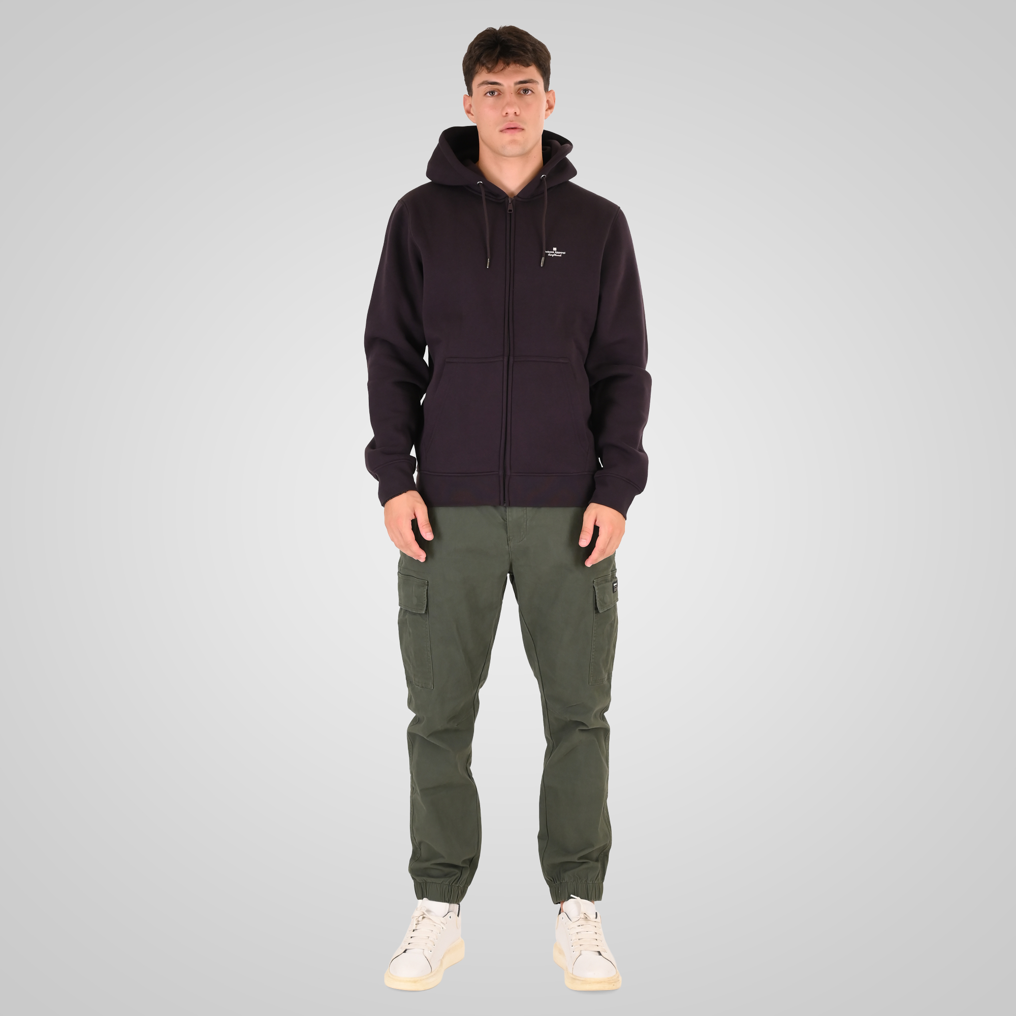262RTOP-1122 HOODIE FULL-ZIP WITH HIGH DENSITY PRINT (BRUSHED FLEECE) AUBERGINE - Image 2