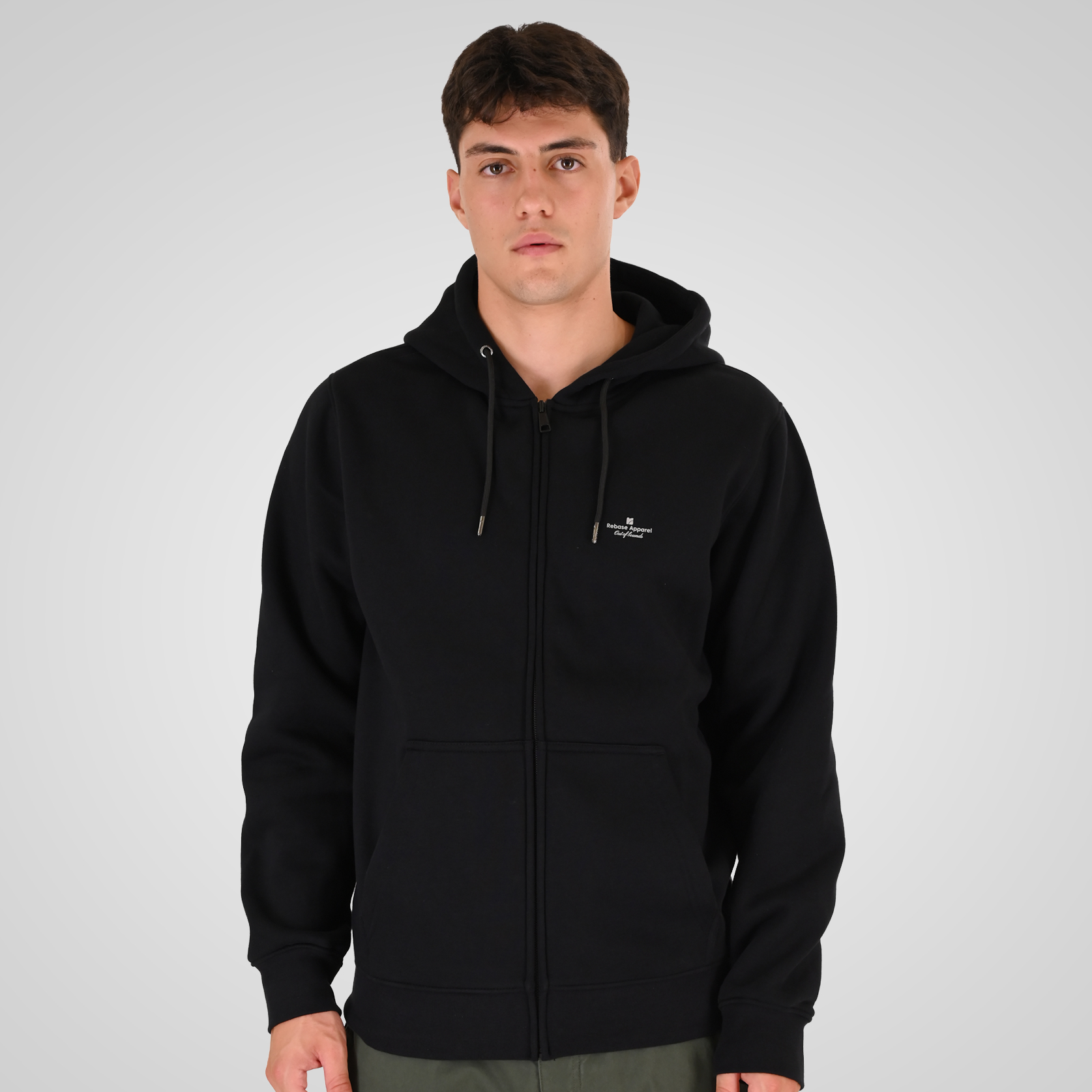 262RTOP-1122 HOODIE FULL-ZIP WITH HIGH DENSITY PRINT (BRUSHED FLEECE) BLACK - Image 1