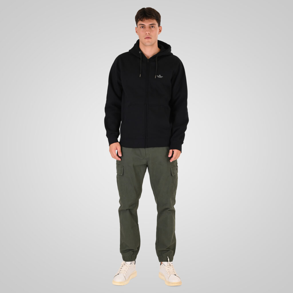 262RTOP-1122 HOODIE FULL-ZIP WITH HIGH DENSITY PRINT (BRUSHED FLEECE) BLACK