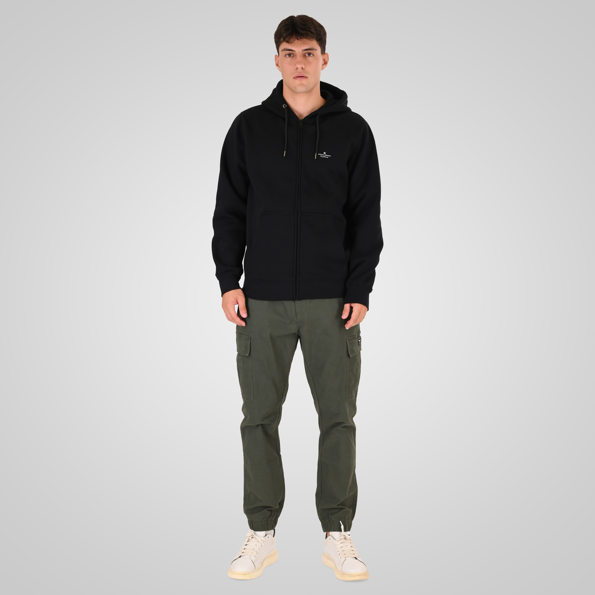 262RTOP-1122 HOODIE FULL-ZIP WITH HIGH DENSITY PRINT (BRUSHED FLEECE) BLACK - Image 2