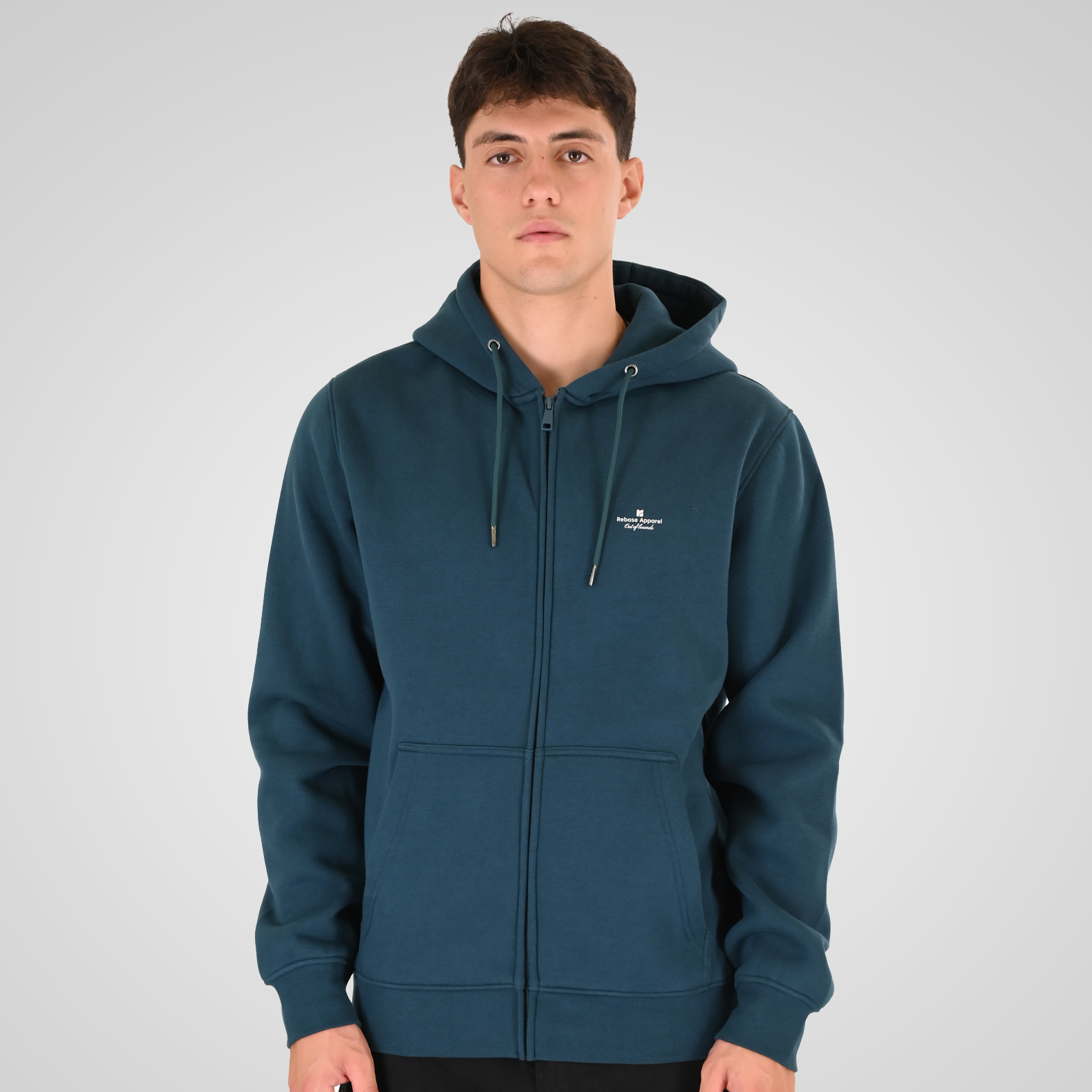 262RTOP-1122 HOODIE FULL-ZIP WITH HIGH DENSITY PRINT (BRUSHED FLEECE) DEEP TEAL - Image 1