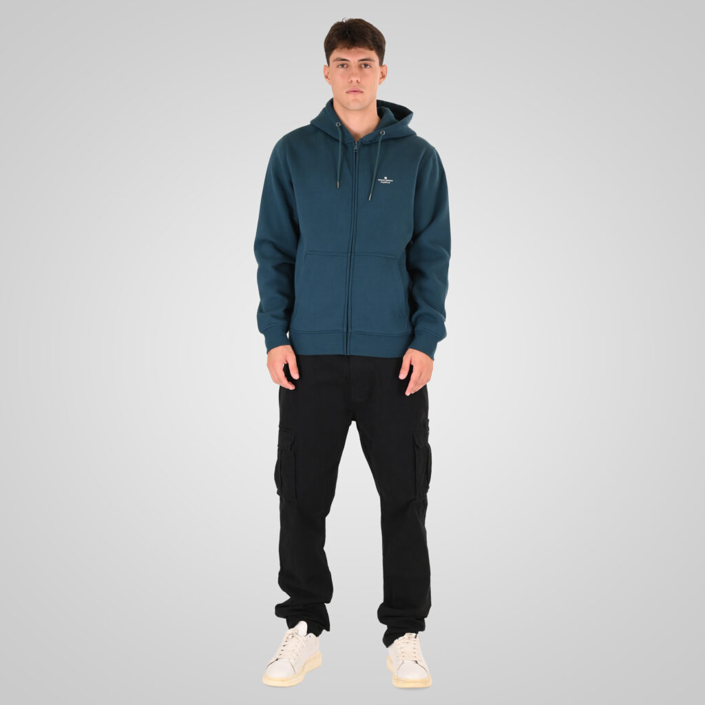 262RTOP-1122 HOODIE FULL-ZIP WITH HIGH DENSITY PRINT (BRUSHED FLEECE) DEEP TEAL