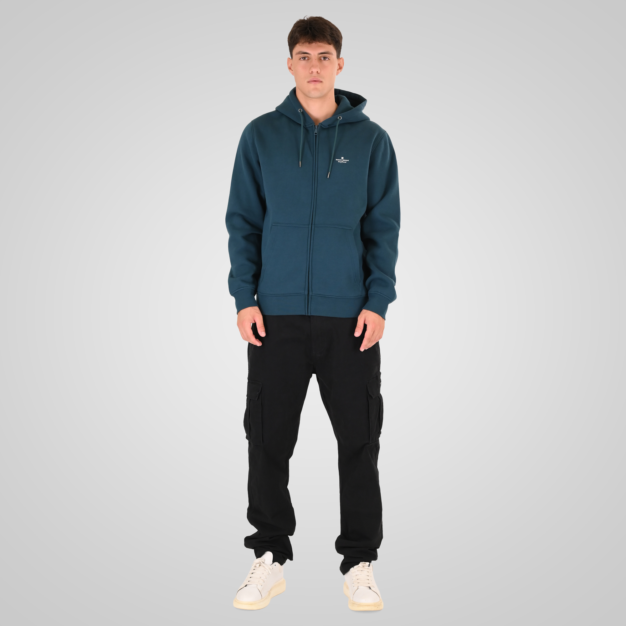 262RTOP-1122 HOODIE FULL-ZIP WITH HIGH DENSITY PRINT (BRUSHED FLEECE) DEEP TEAL - Image 2