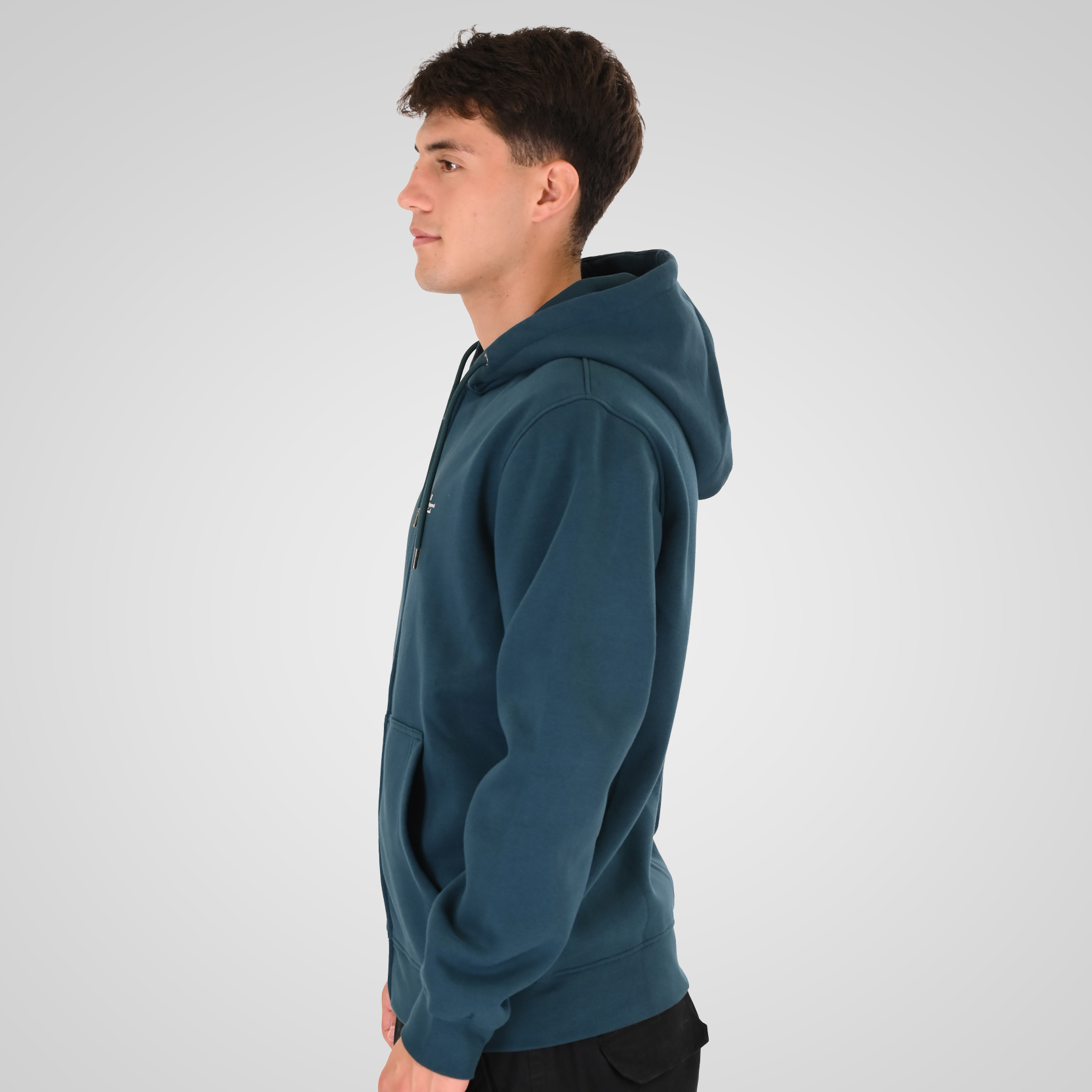 262RTOP-1122 HOODIE FULL-ZIP WITH HIGH DENSITY PRINT (BRUSHED FLEECE) DEEP TEAL - Image 3