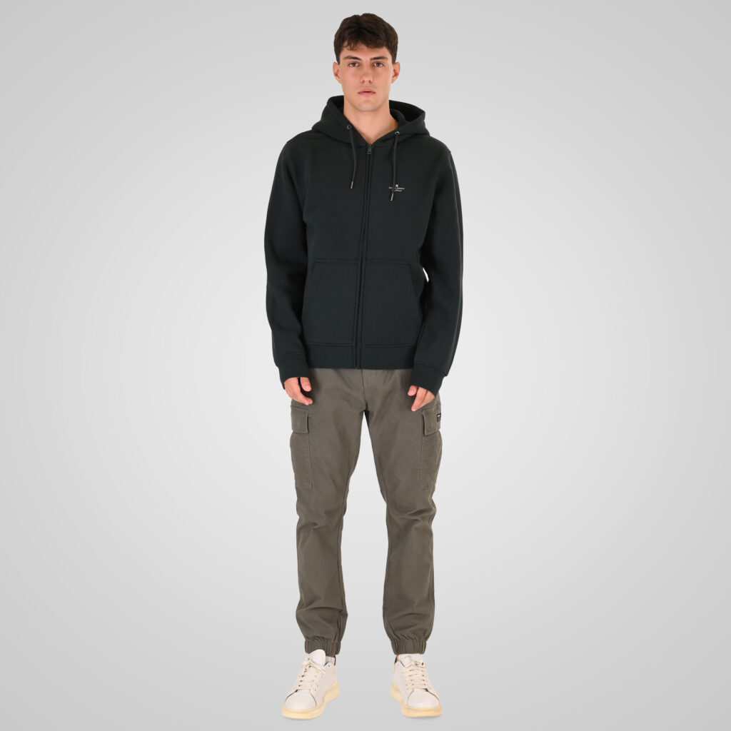 262RTOP-1122 HOODIE FULL-ZIP WITH HIGH DENSITY PRINT (BRUSHED FLEECE) FOREST GREEN
