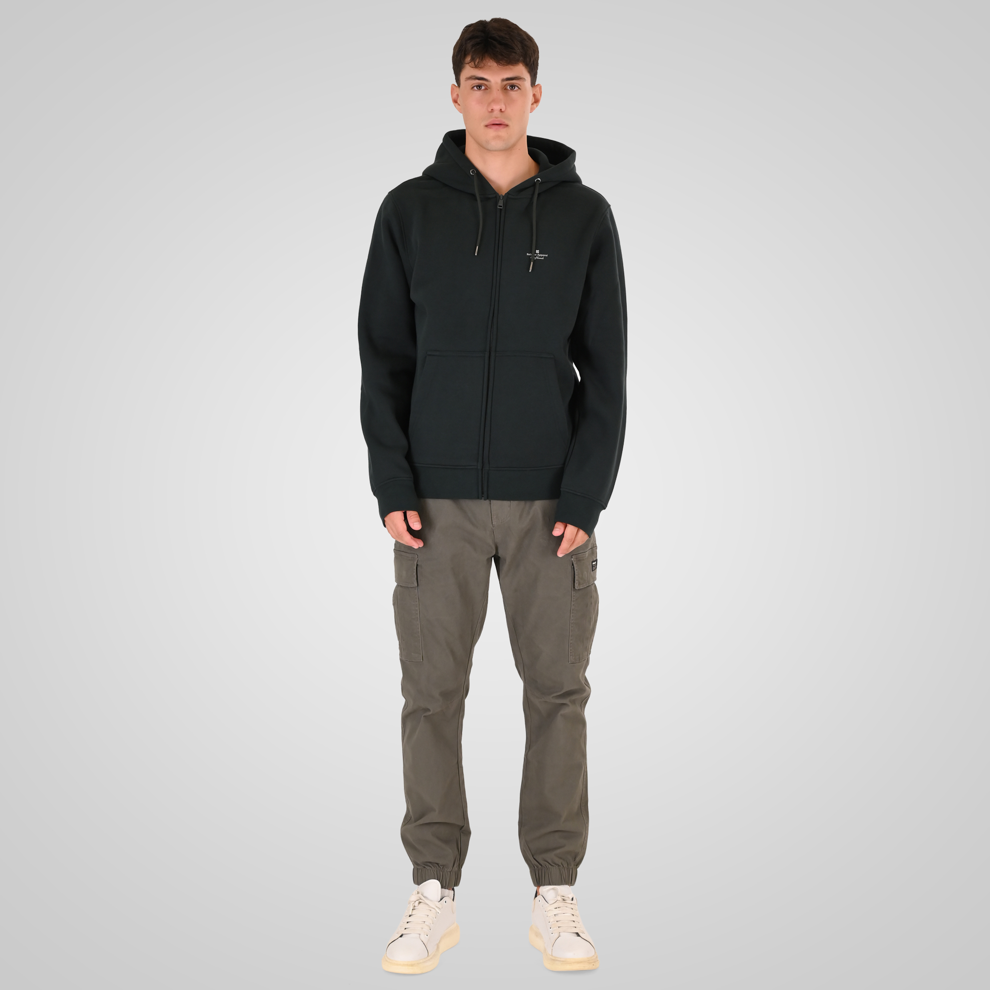 262RTOP-1122 HOODIE FULL-ZIP WITH HIGH DENSITY PRINT (BRUSHED FLEECE) FOREST GREEN - Image 2