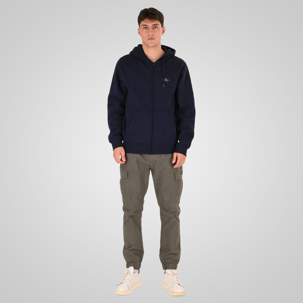 262RTOP-1122 HOODIE FULL-ZIP WITH HIGH DENSITY PRINT (BRUSHED FLEECE) NAVY