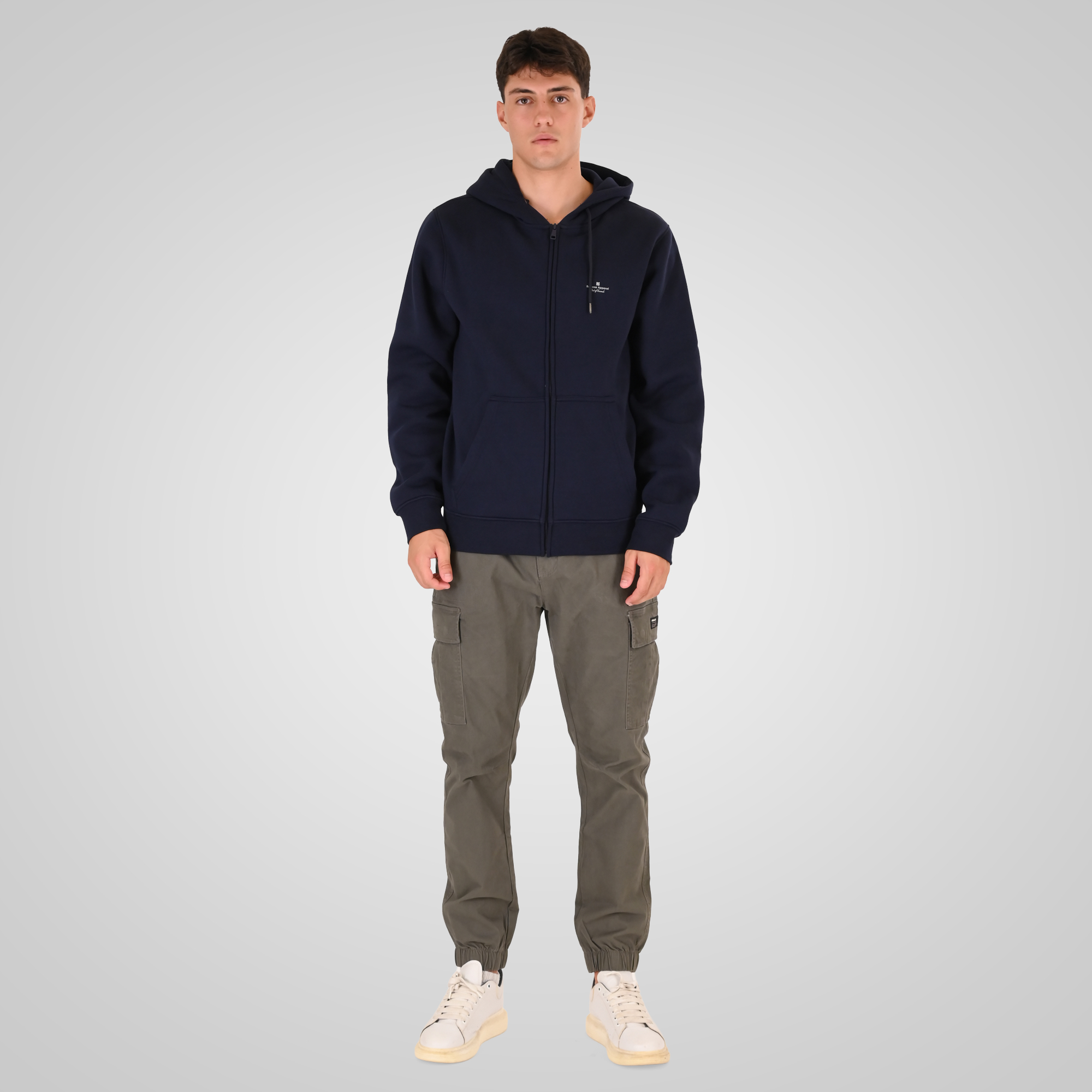 262RTOP-1122 HOODIE FULL-ZIP WITH HIGH DENSITY PRINT (BRUSHED FLEECE) NAVY - Image 2