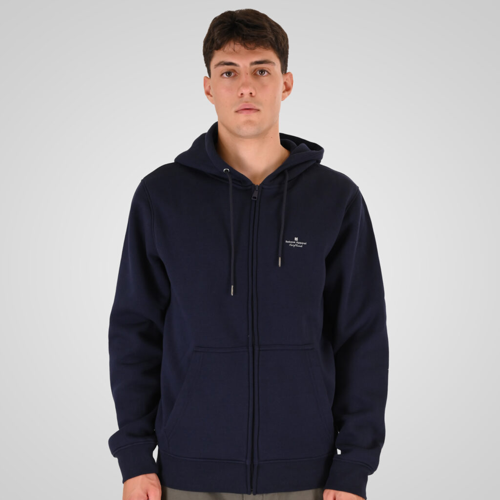 262RTOP-1122 HOODIE FULL-ZIP WITH HIGH DENSITY PRINT (BRUSHED FLEECE) NAVY