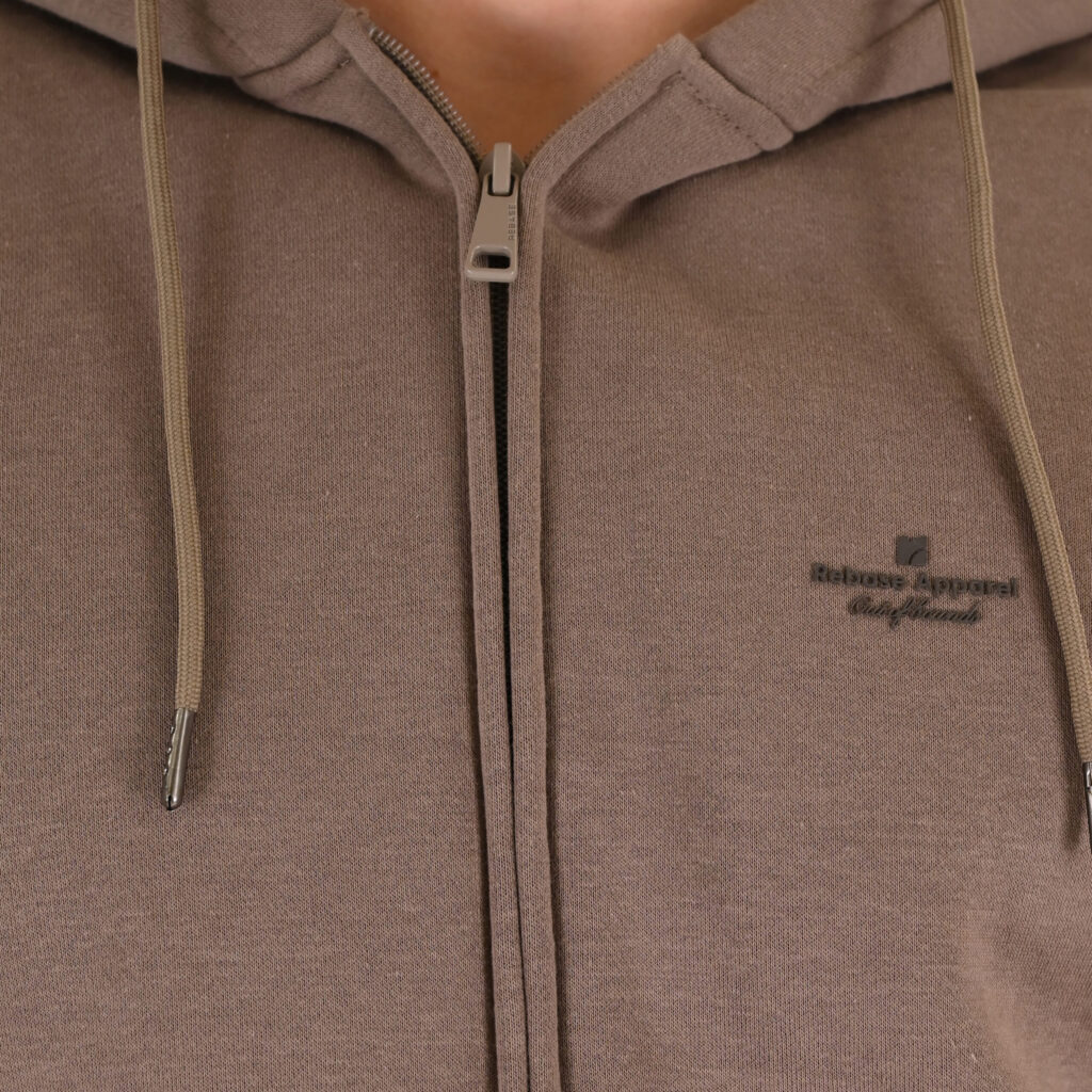 262RTOP-1122 HOODIE FULL-ZIP WITH HIGH DENSITY PRINT (BRUSHED FLEECE) TAUPE