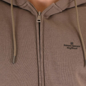 262RTOP-1122 HOODIE FULL-ZIP WITH HIGH DENSITY PRINT (BRUSHED FLEECE) TAUPE - Image 5