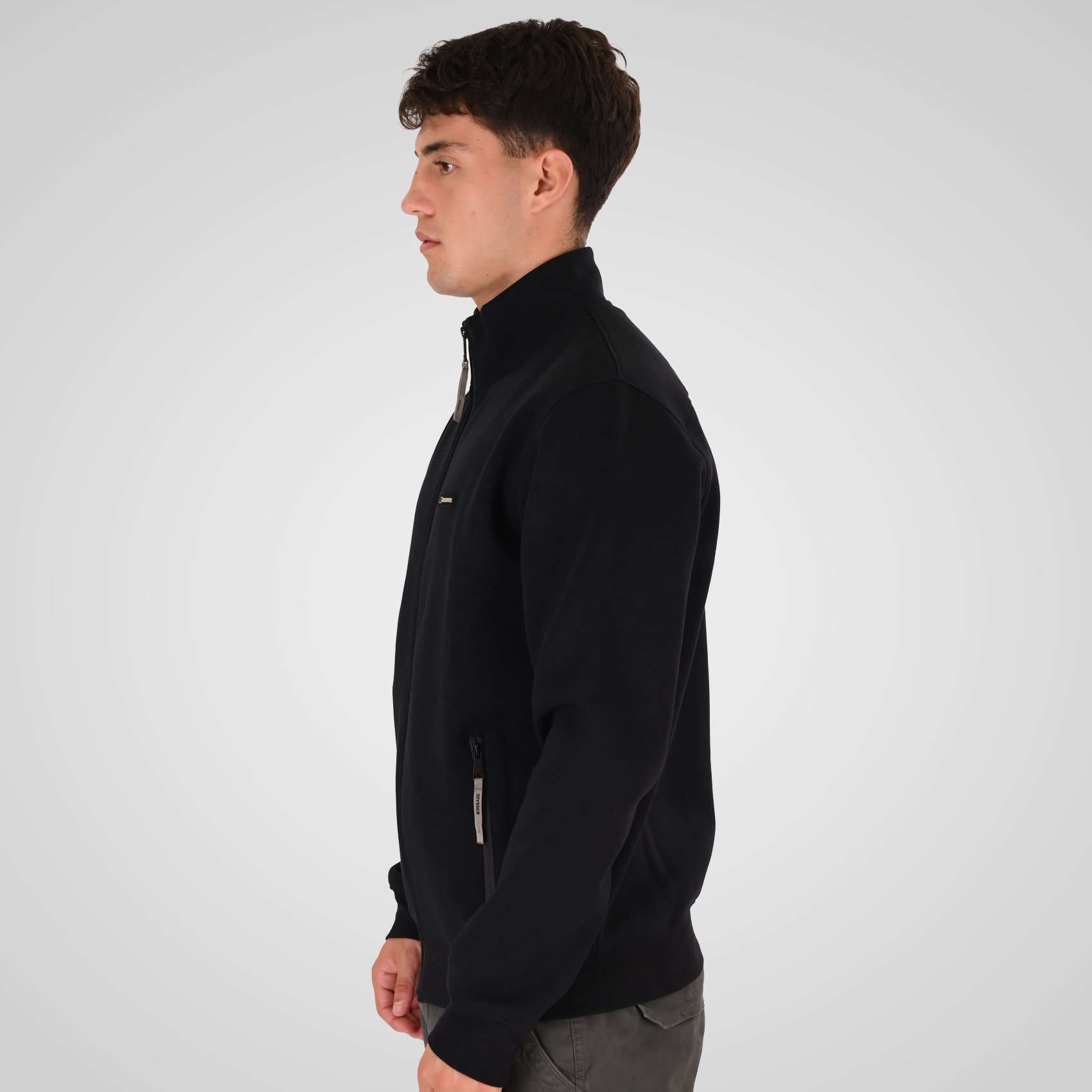 262RTOP-1123 FULL-ZIP WITH STAND-UP COLLAR AND ZIPPER POCKETS (INTERLOCK) BLACK - Image 3