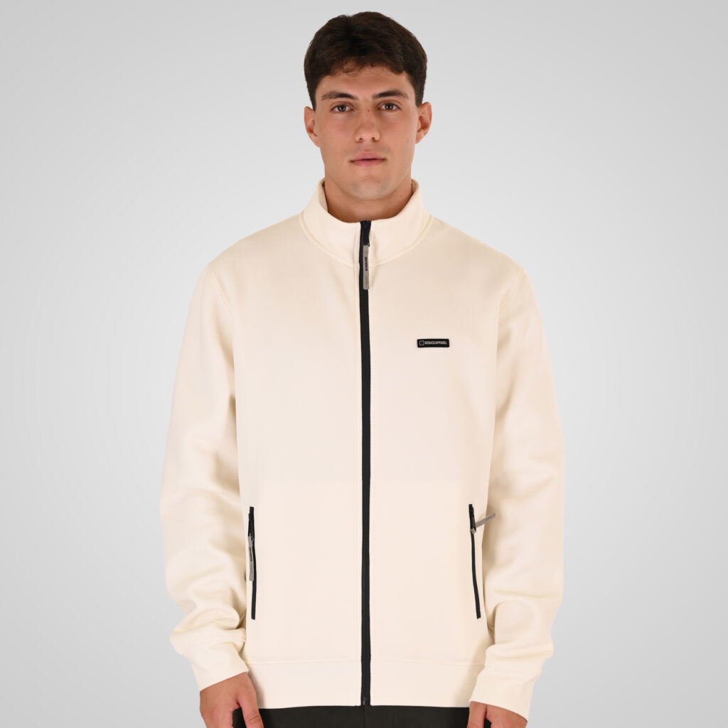 262RTOP-1123 FULL-ZIP WITH STAND-UP COLLAR AND ZIPPER POCKETS (INTERLOCK) POLAR WHITE